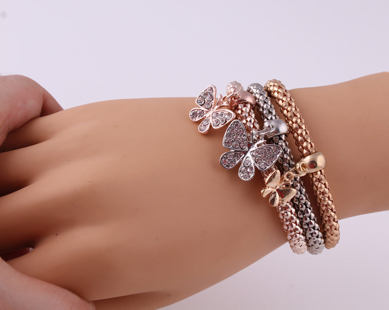 Jeweled Butterfly Charm Bracelet