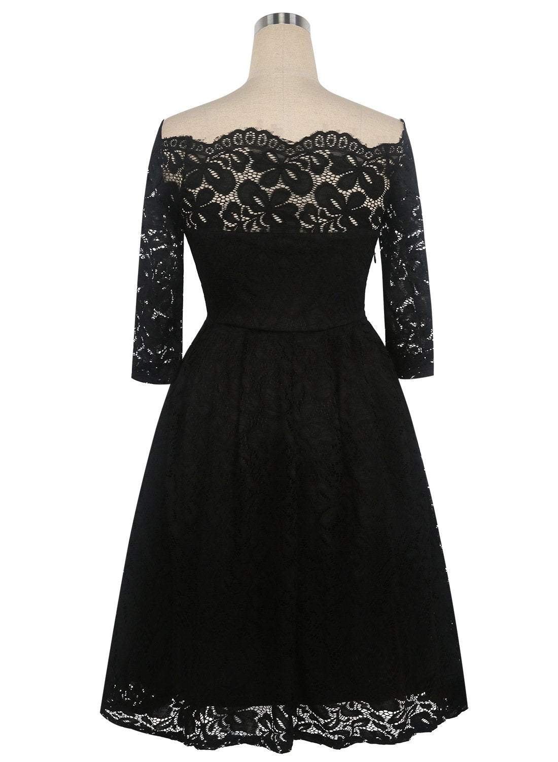 Floral Lace Overlay Off-Shoulder Dress