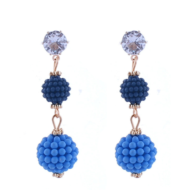 Ribbed Asymmetrical Sphere Drop Earrings