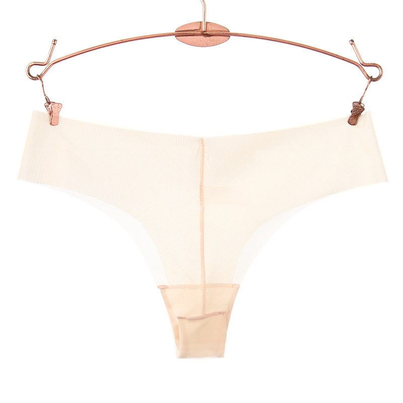 Raw Edge Transparent Mesh Thong Panty