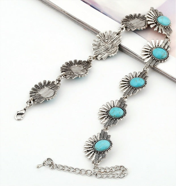 Turquoise Bead and Metal Sunbeam