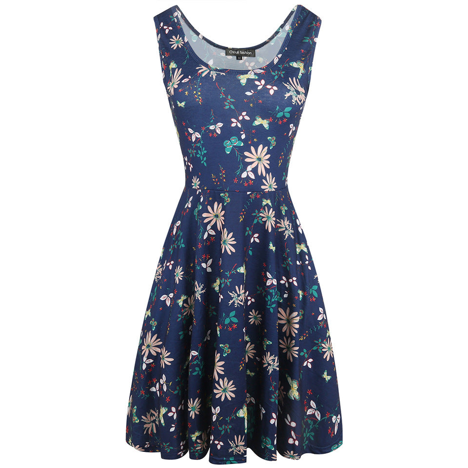 Robe de char scoop de profond floral