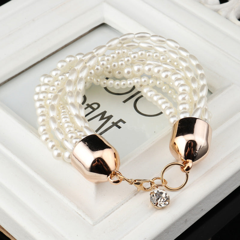 Multiple Strand Faux Pearl Bracelet