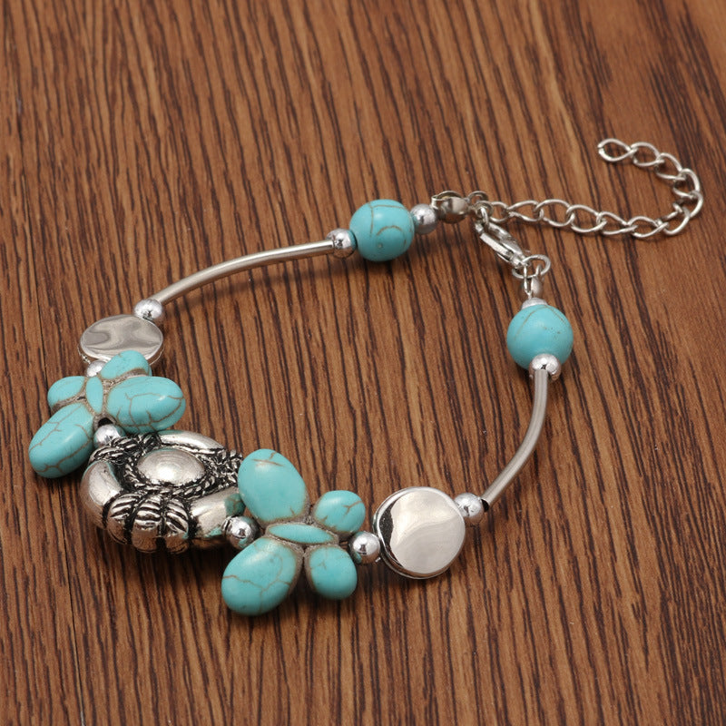 Turquoise Butterfly Beaded Bracelet