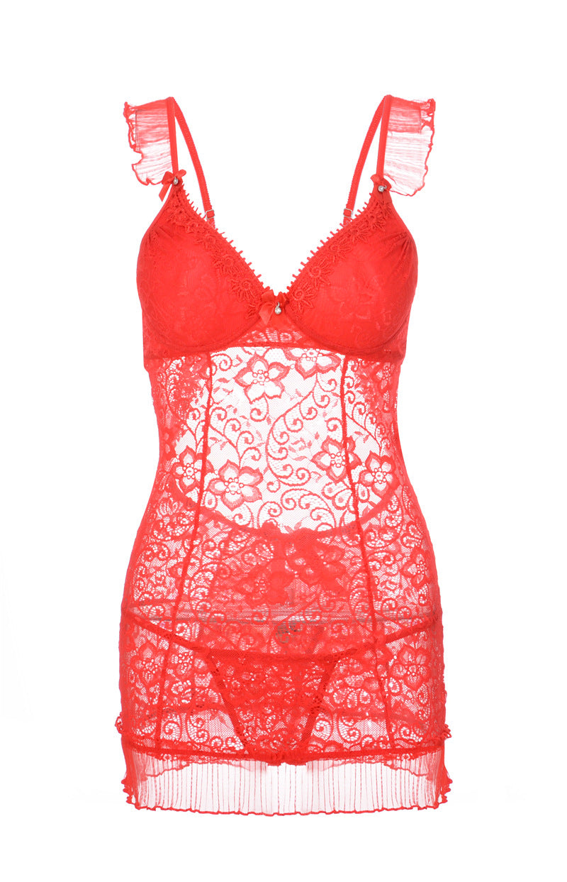 Robe de glissement de lingerie en dentelle florale