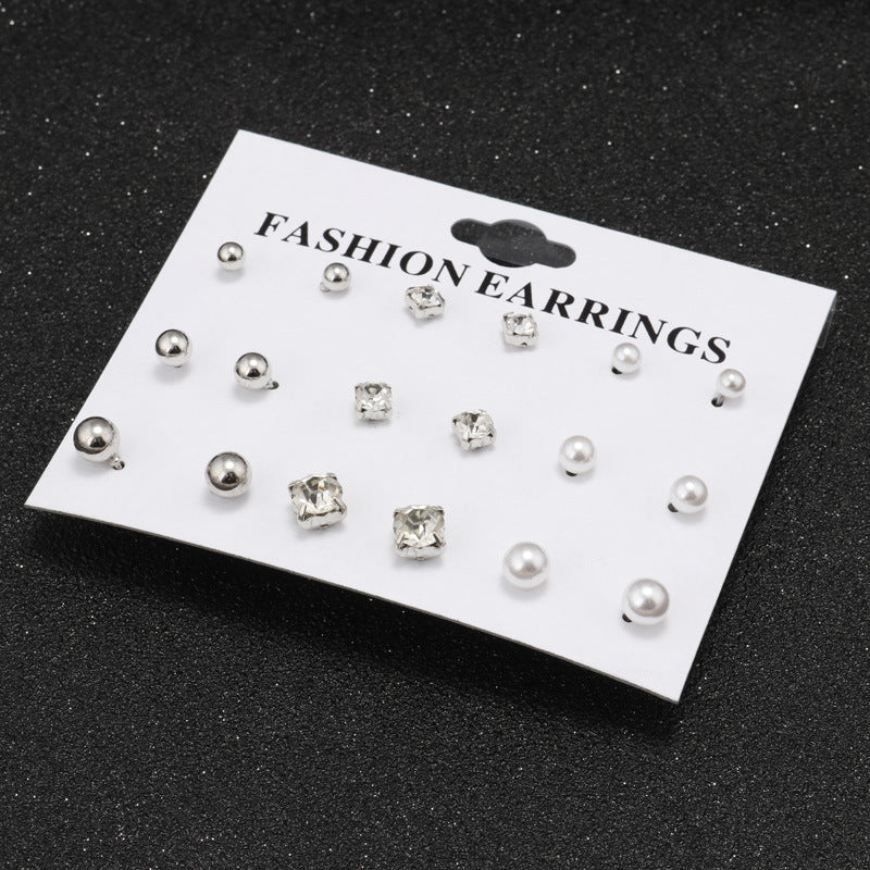 Jewel and Pearl Stud Earrings