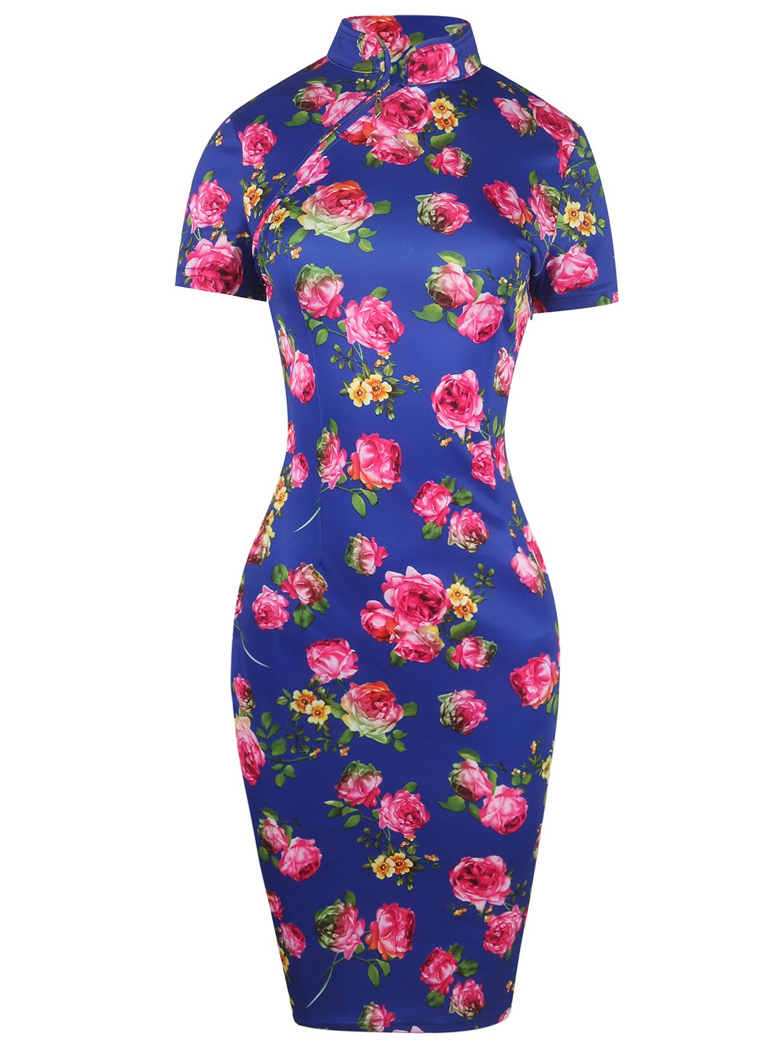 Bloemen mandarijn kraag cheongsam jurk