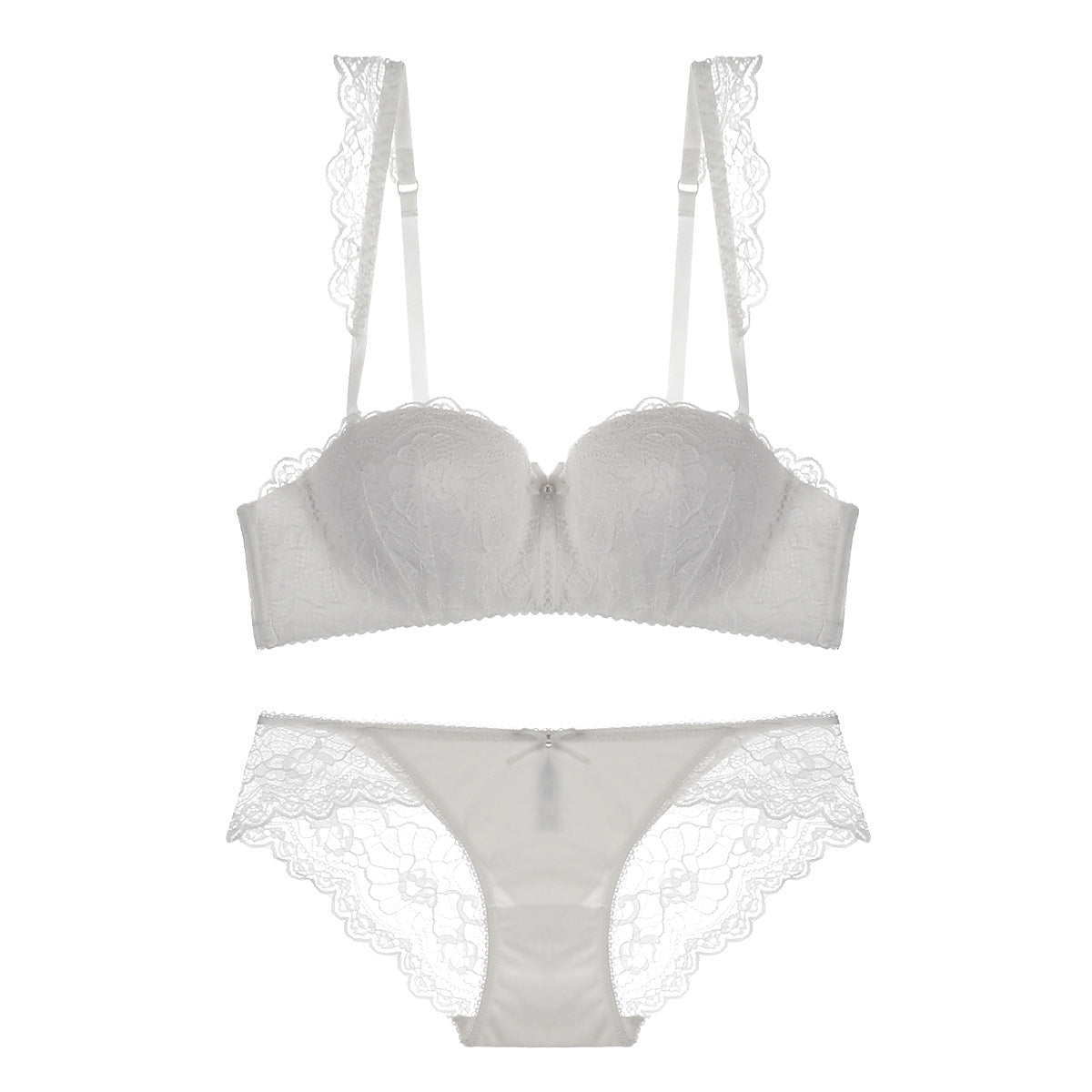 Lace Strap Balconette Bra and Panty Set