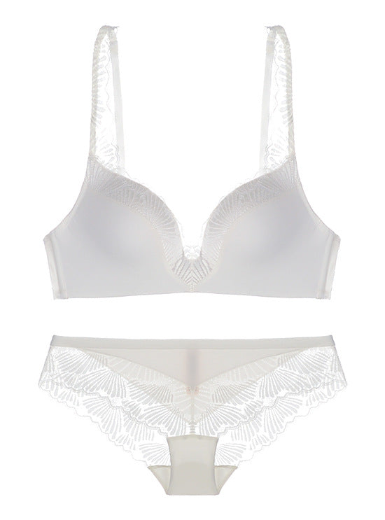 Reggiseno a tazza liscia in pizzo e set di mutande