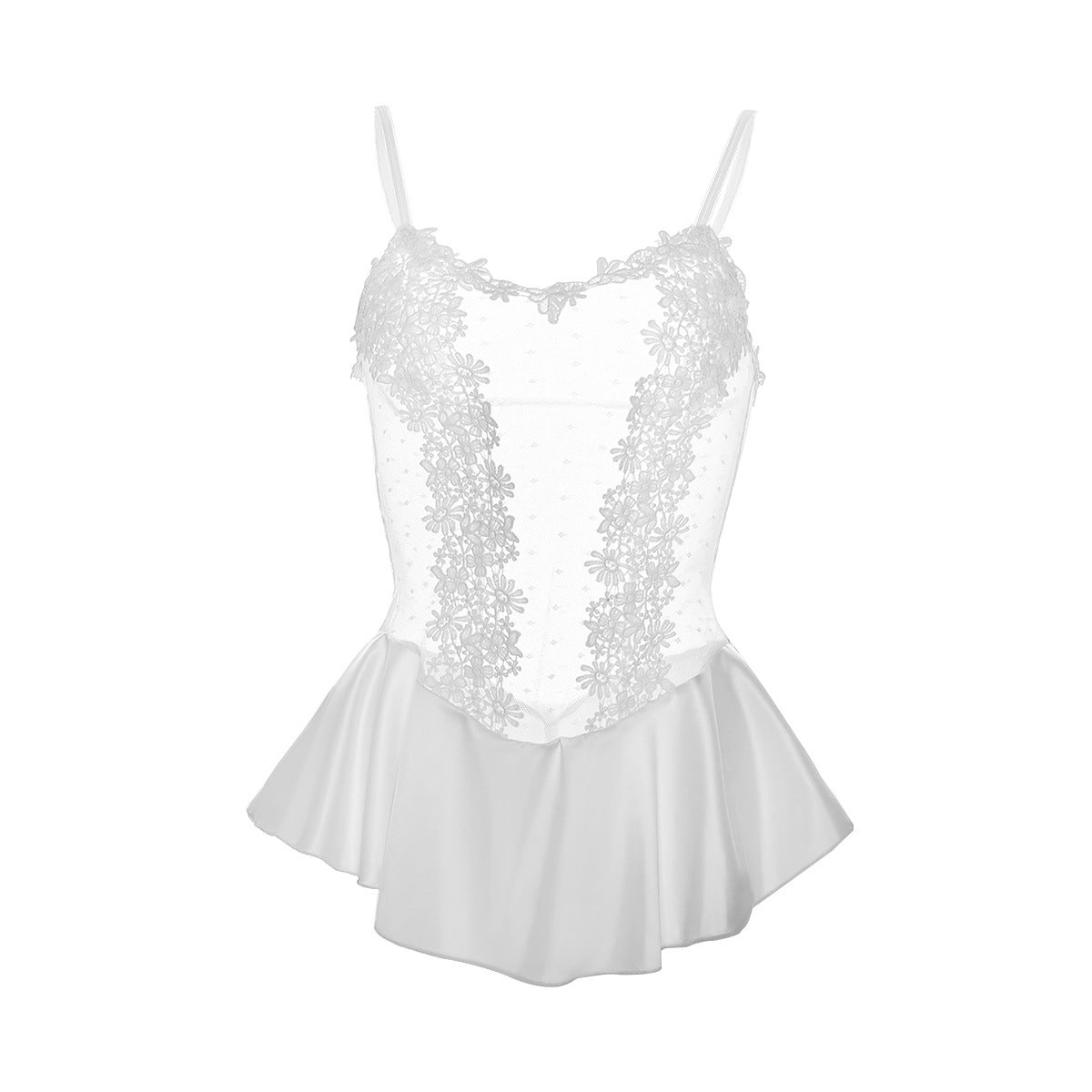 Skirted Peekaboo Lace Bodice Teddy