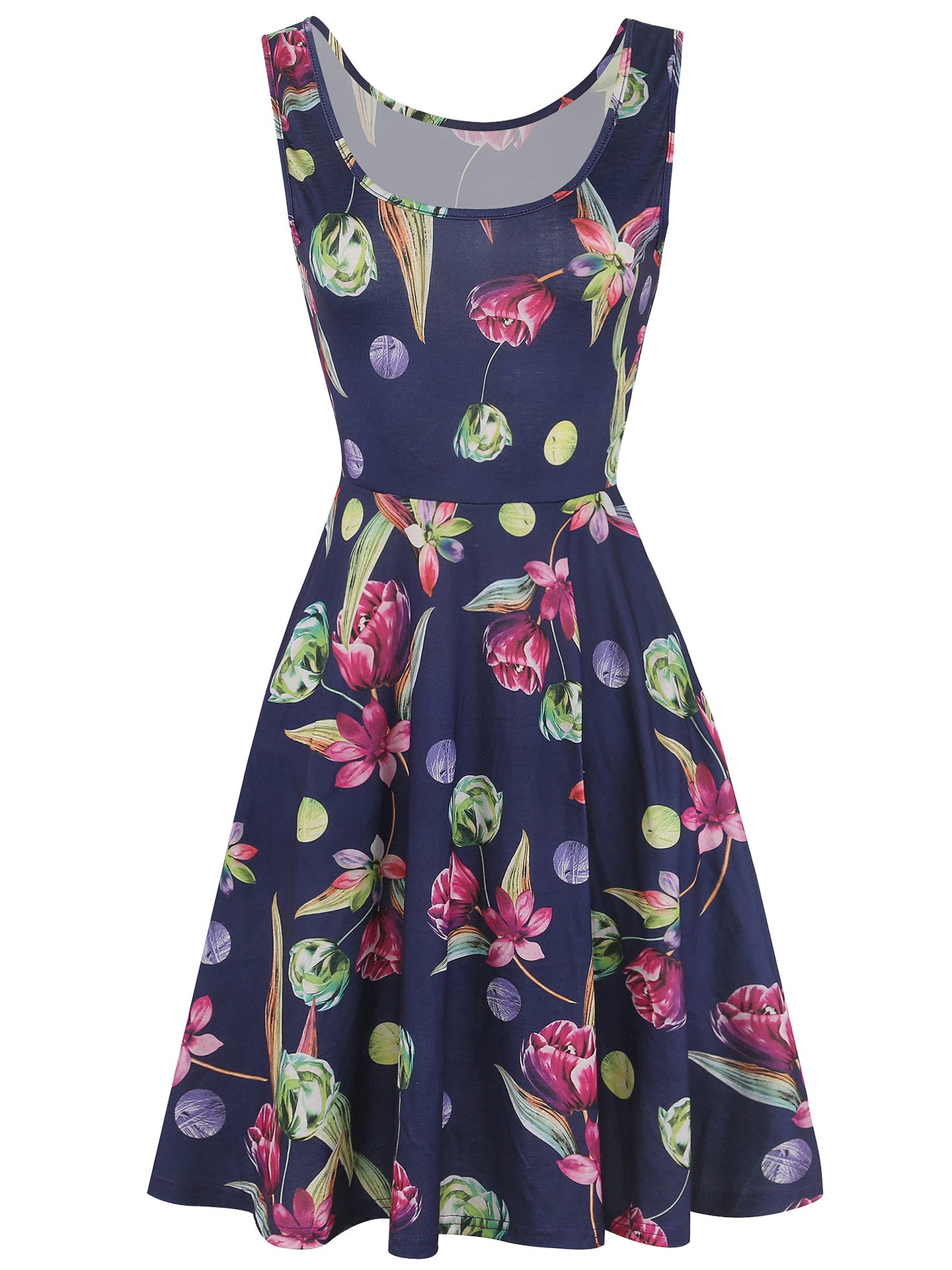 Robe de char scoop de profond floral