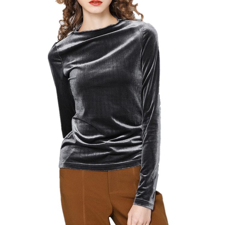 Velvet Mock Neck Long-Sleeve Top