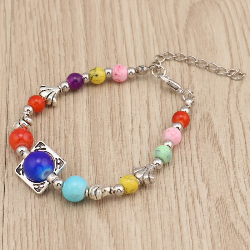 Colorful Beaded Metal Bracelet