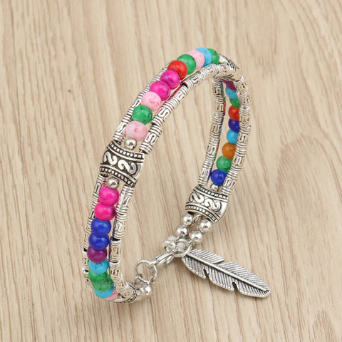 Multicolor Beaded Bangle Bracelet