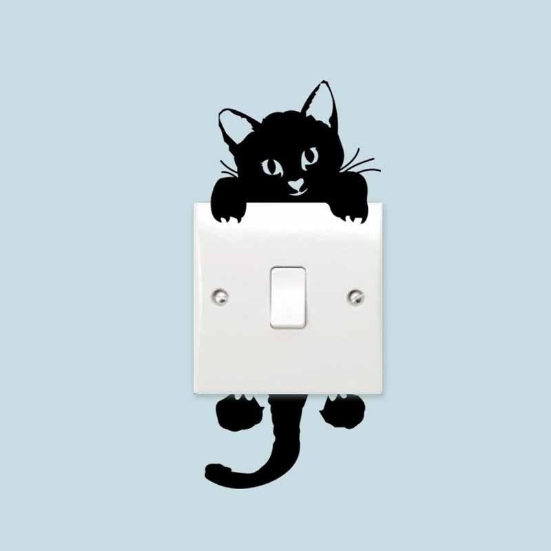 Cute Black Cat Waterproof Room Sticker - Theone Apparel