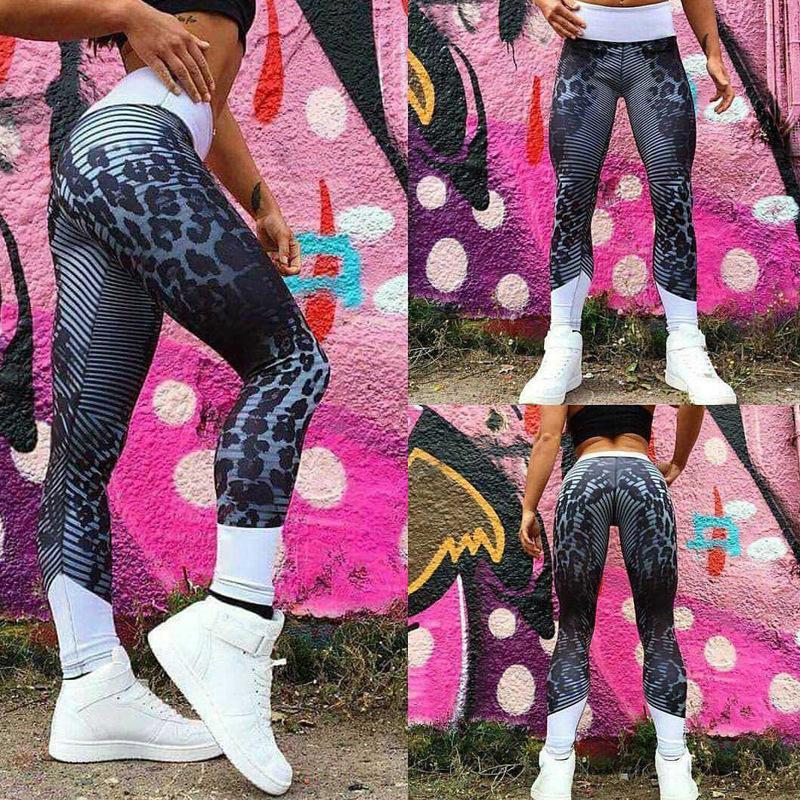 Sporty Cheetah Striped Gym Leggings