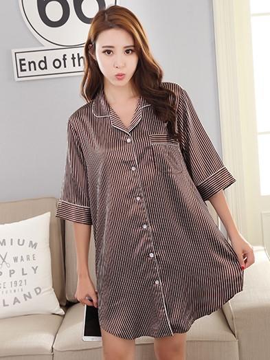 Silky Sleep Shirt with Piped Trim