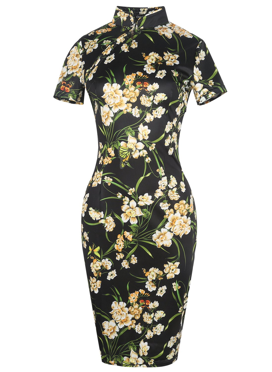 Bloemen mandarijn kraag cheongsam jurk