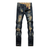 Distressed Denim Washed Blue Jeans - Theone Apparel