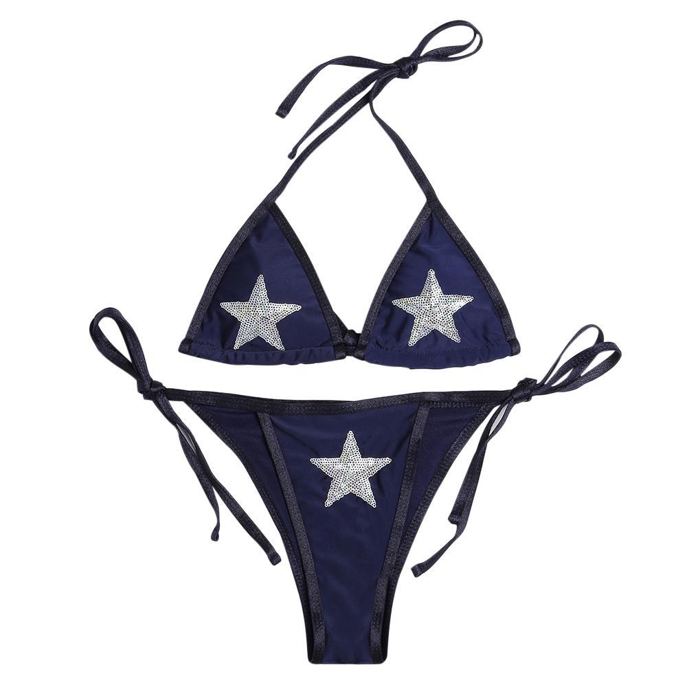 Silver Stars Halter Neck Bikini