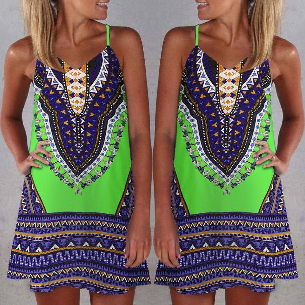 Boho Chic Colorful Pattered Short Summer Dress - THEONE APPAREL