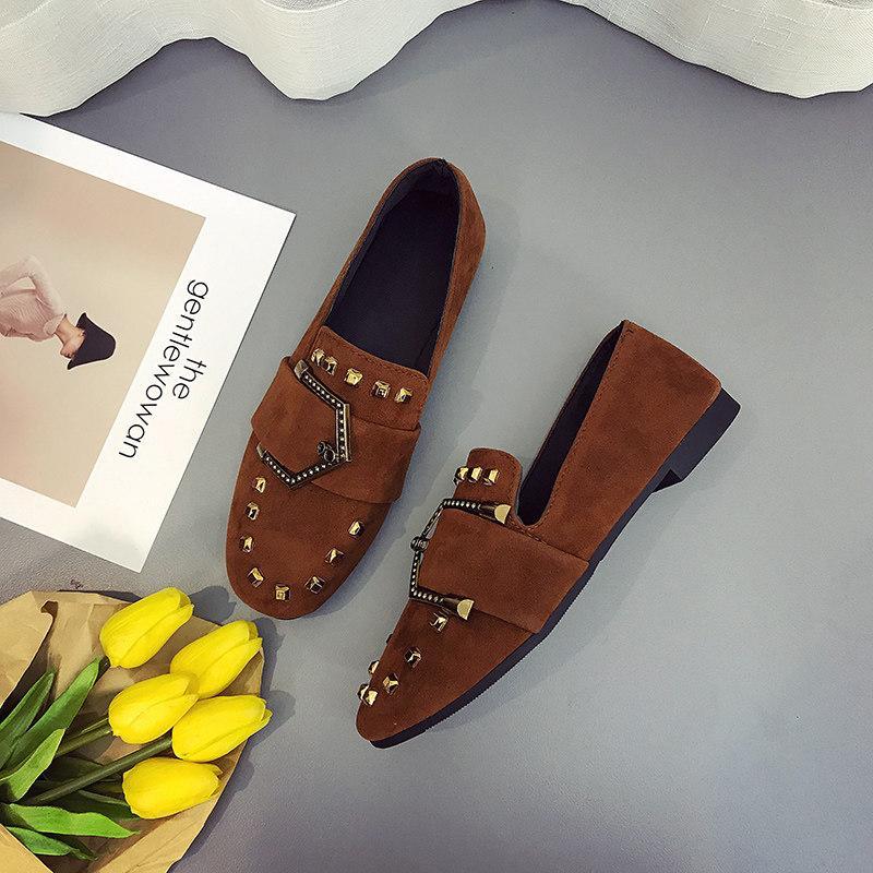 Studded Up Buckle Front Loafers