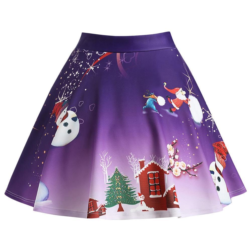 Christmas Snowman Plus Size Skirt - Theone Apparel