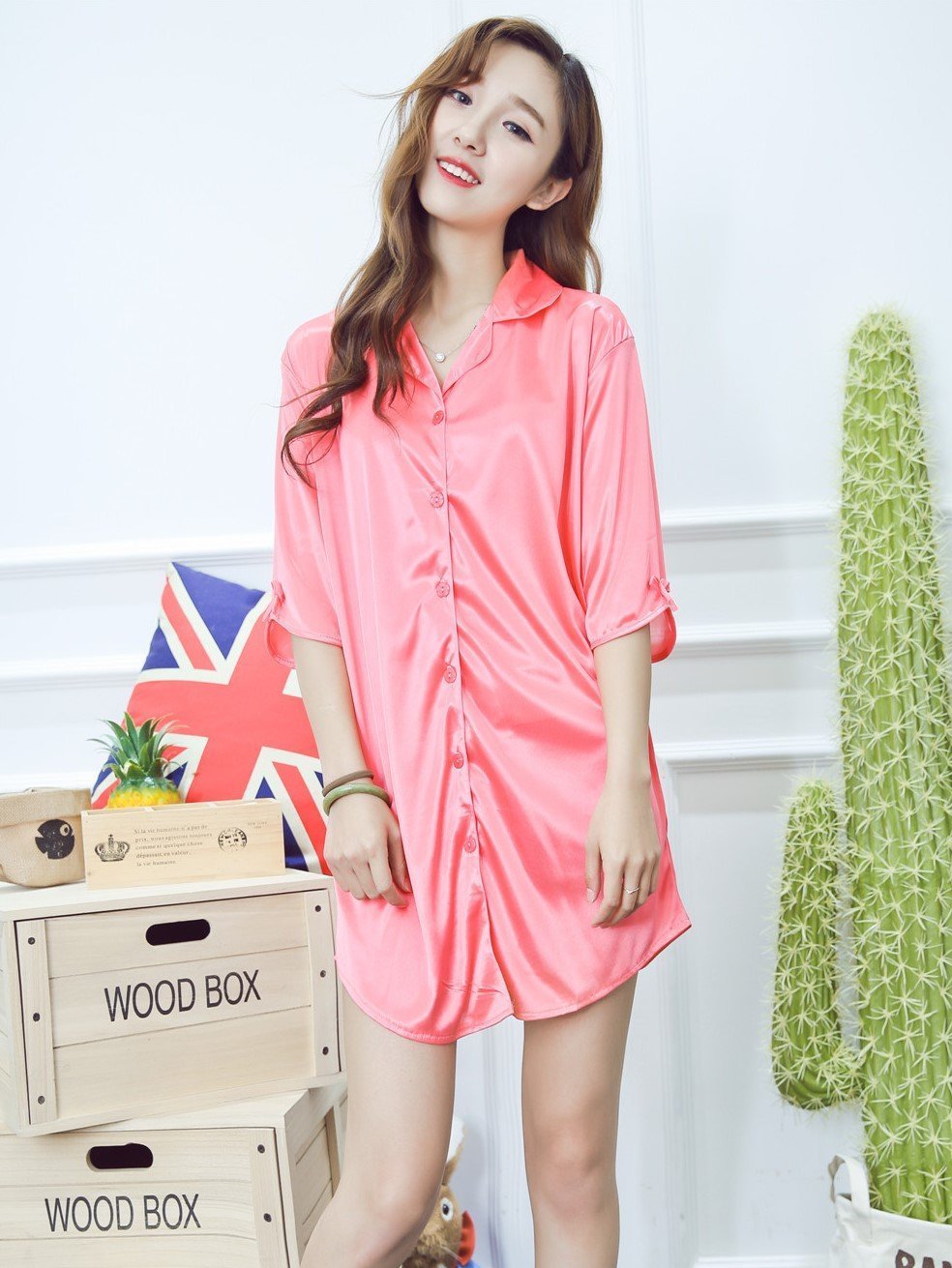 Collared Button Up Nightie - Theone Apparel