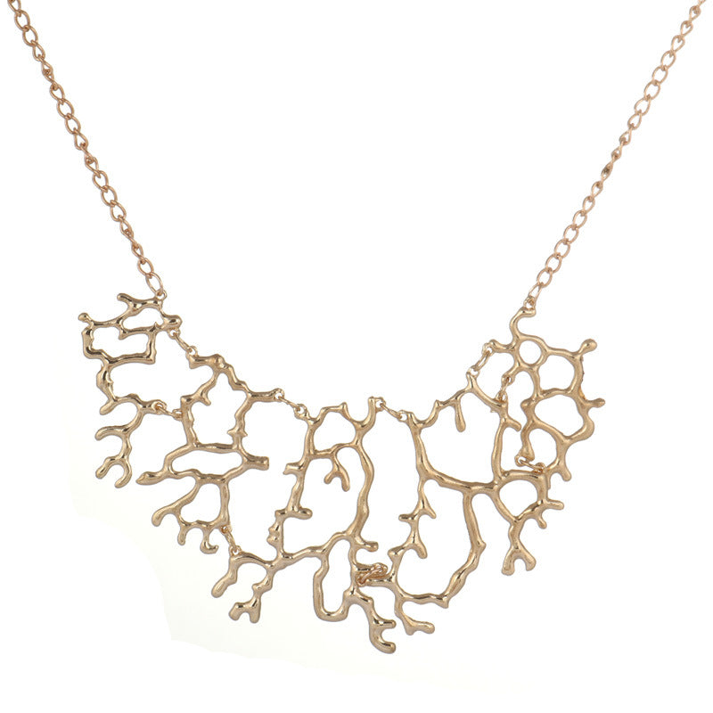 Cracked Glass Metallic Necklace-Gold-Theone Apparel