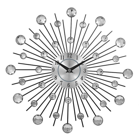 Crystal Sunburst Metal In Home Wall Clock - Theone Apparel