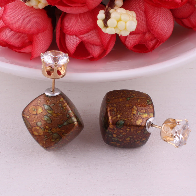 Dusty Rose Silver Feather Earrings-Dark Brown-Theone Apparel