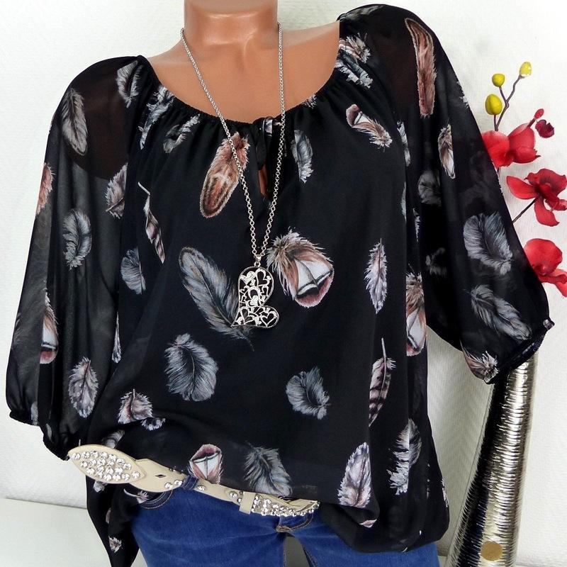 Fallen Feathers Flowing Layers Blouse-Black-Theone Apparel