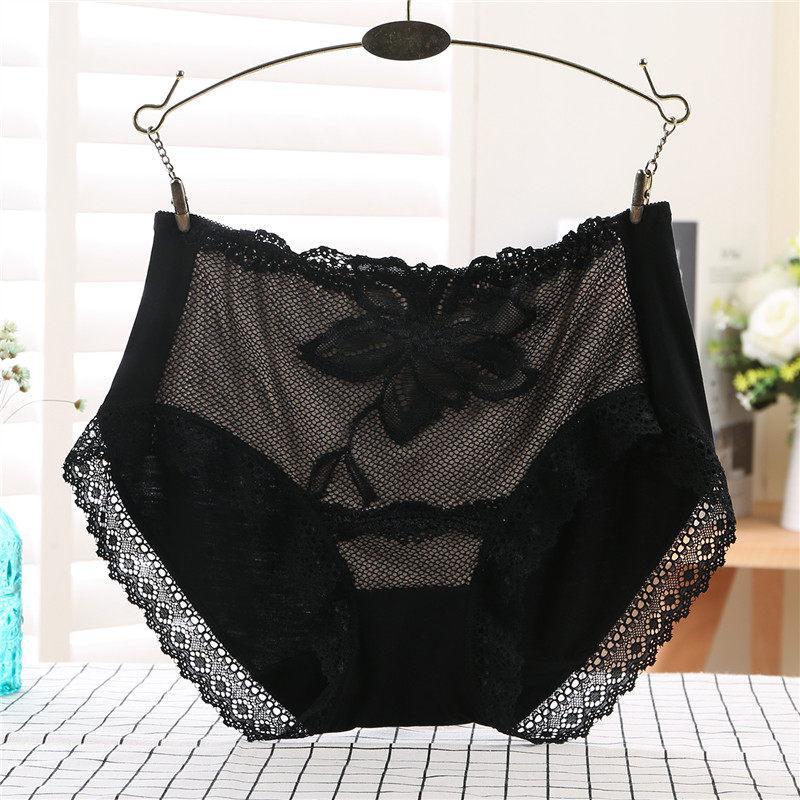 Flirty Flower Lace Hip Hugger Panty-Black-Theone Apparel