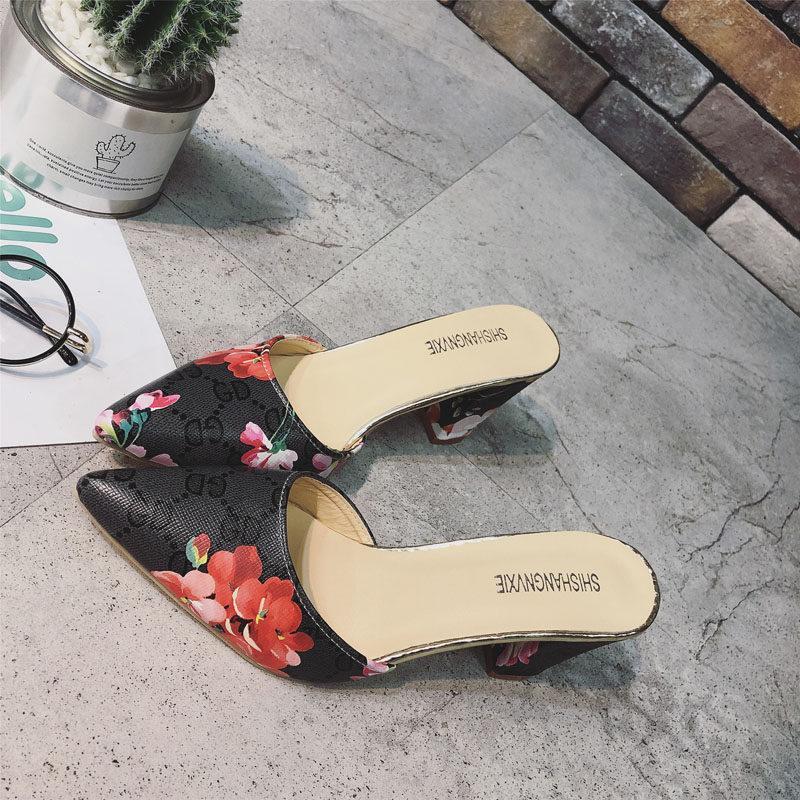 Floral Fashion Print Kitten Heels - Theone Apparel