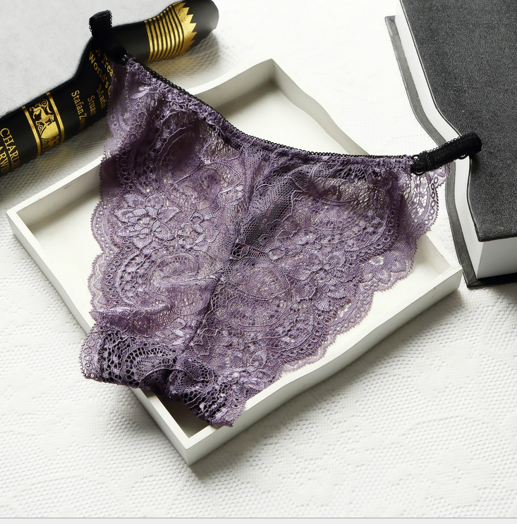 Full Coverage Brief Style Lace Underwear-Purple-Theone Apparel