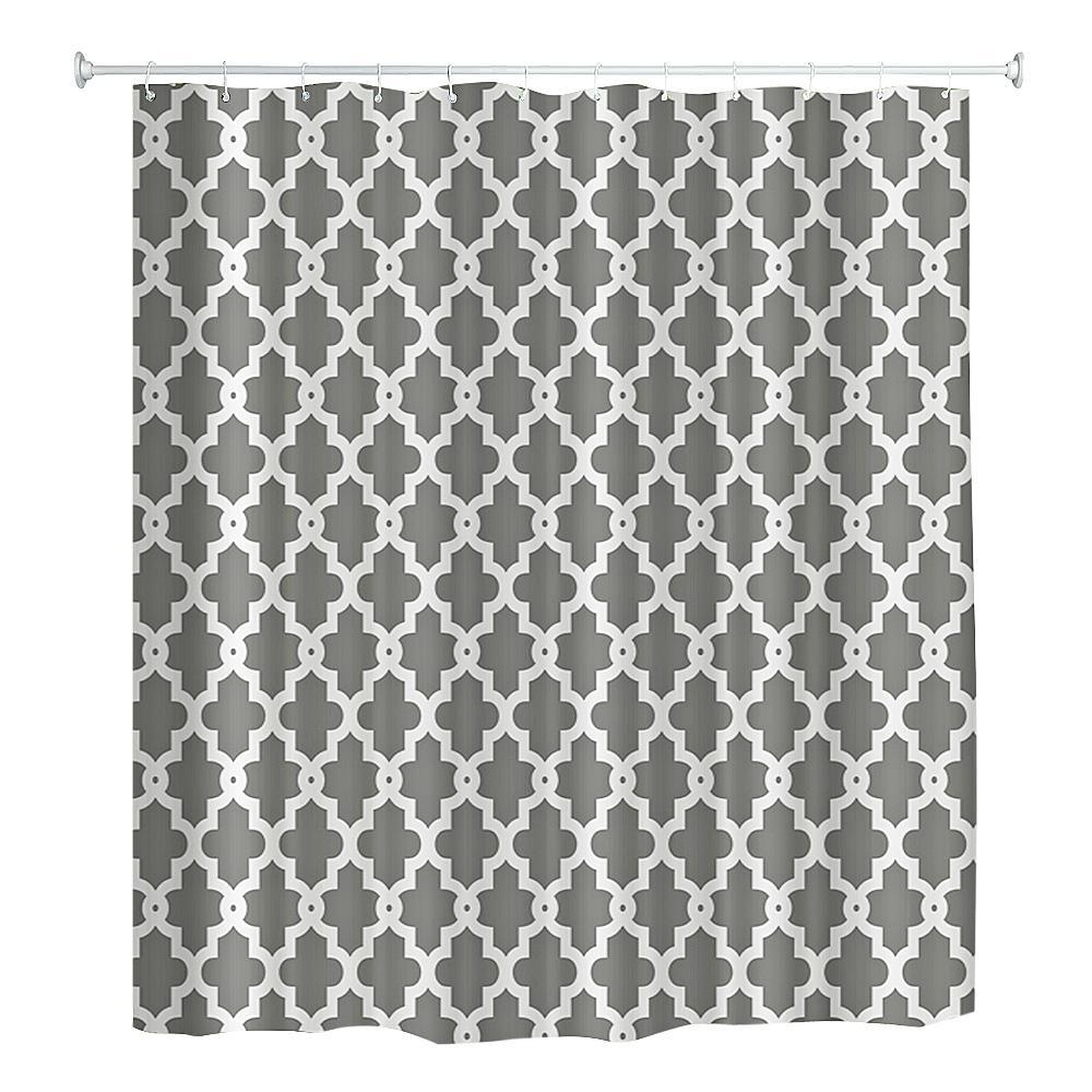 Geometric Water Resistant Shower Curtain-Gray-Theone Apparel