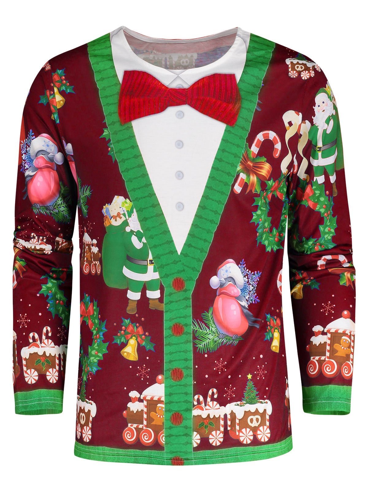 Green Bow Tie Christmas Shirt-Red-Theone Apparel