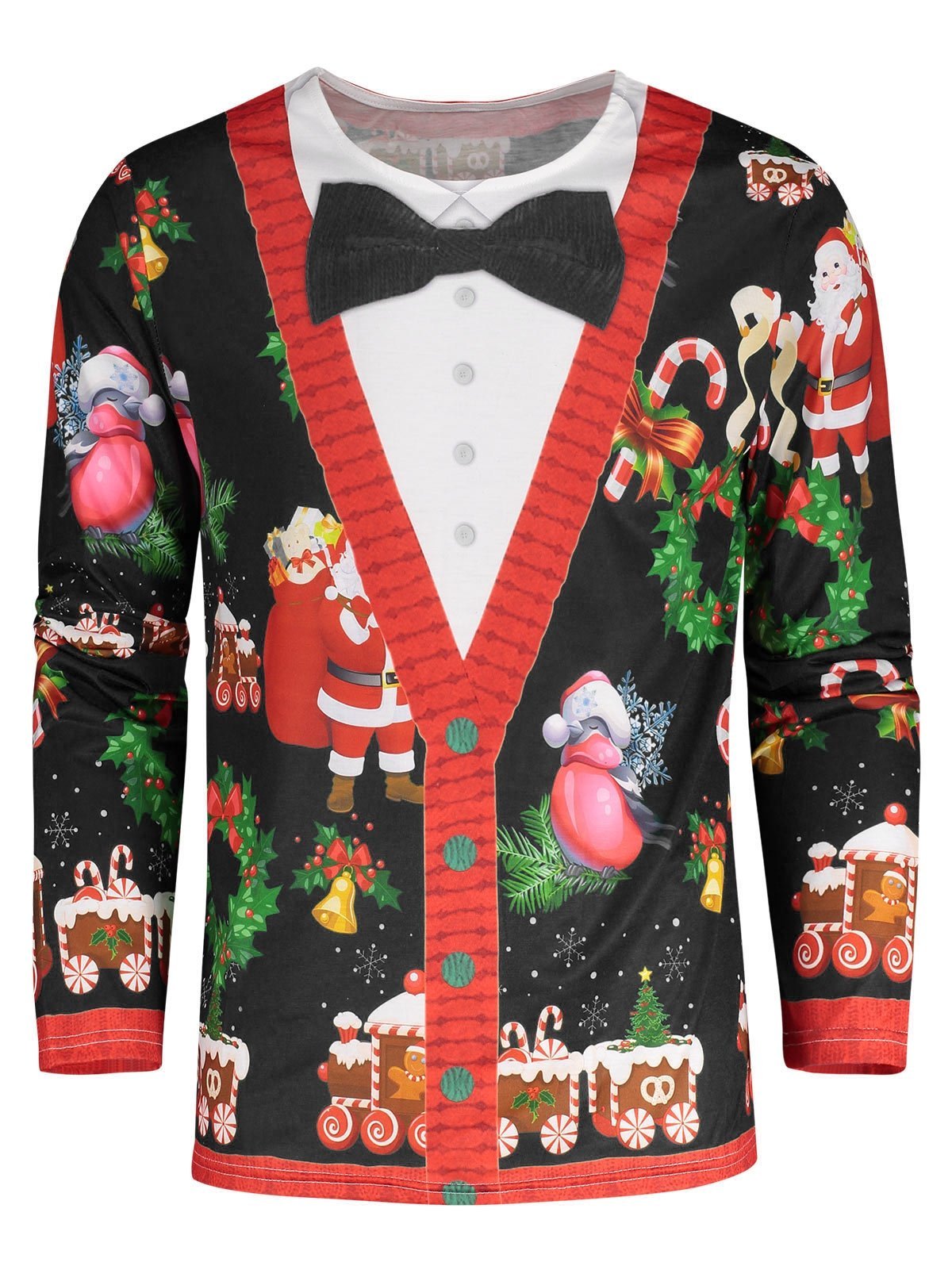 Green Bow Tie Christmas Shirt-Black-Theone Apparel