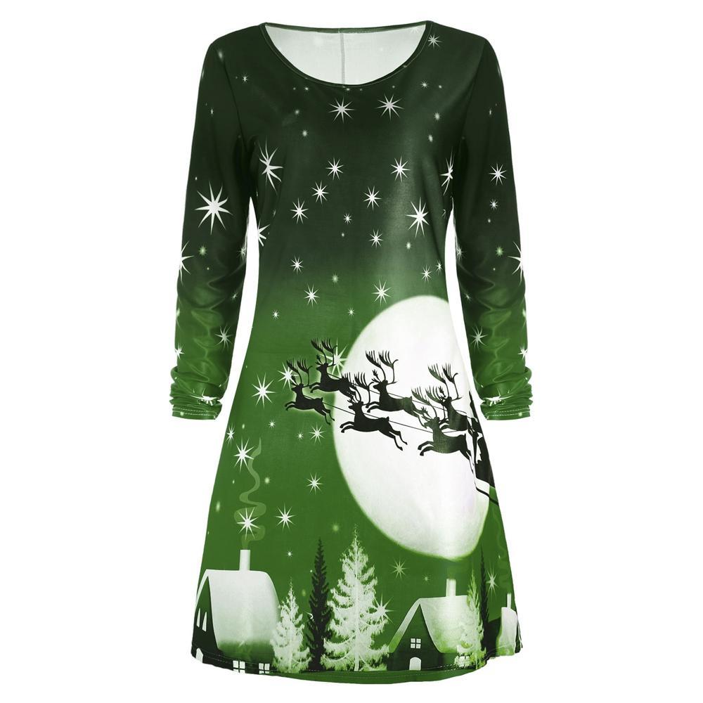 Christmas Night Long Sleeve Dress - Theone Apparel