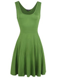 綠色勺頸罐連衣裙