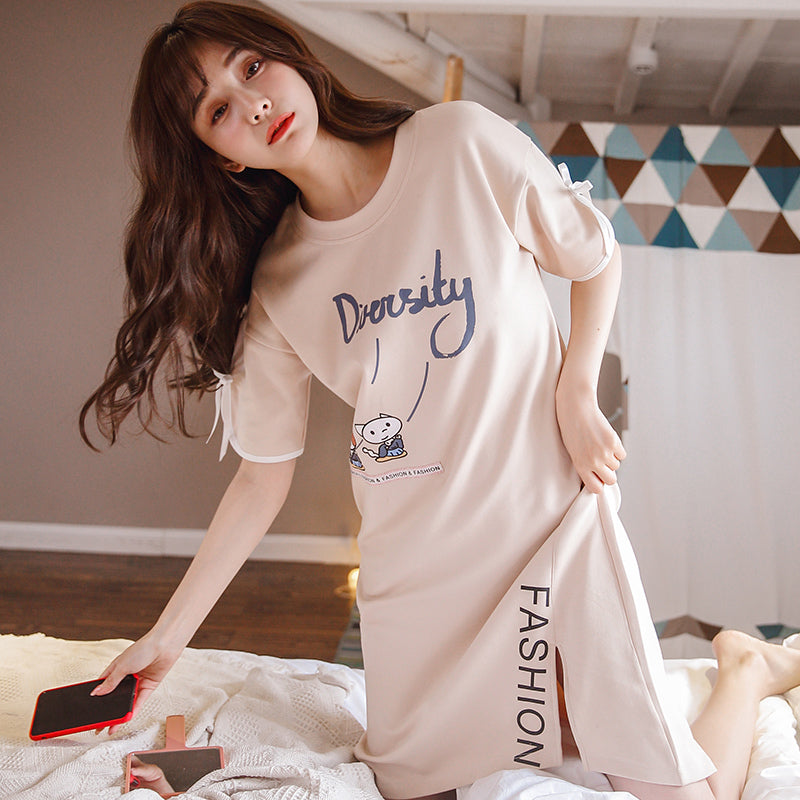 Happy Kitty Nightie Sleep Shirt - Theone Apparel