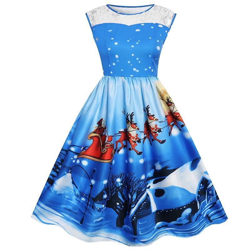 Holiday Scene Boat Neck Dress - Theone Apparel