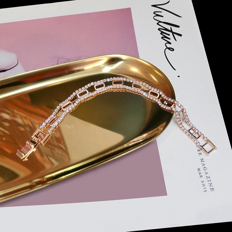 Inner Link Double Tennis Bracelet-Gold-Theone Apparel