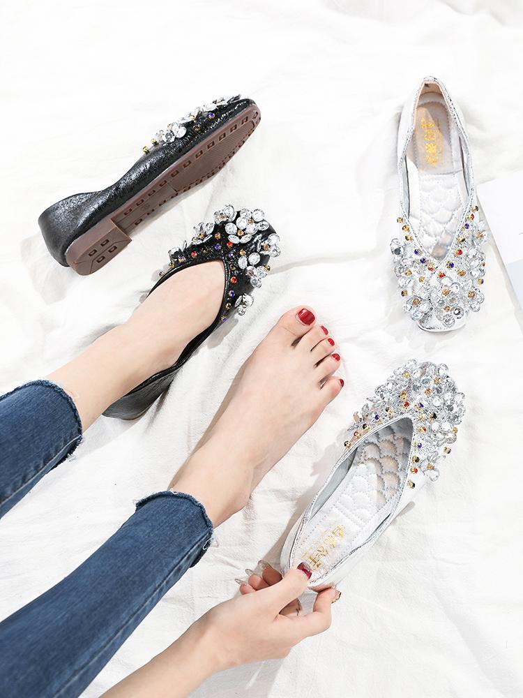 Jeweled Metallic Statement Ballet Flats - Theone Apparel