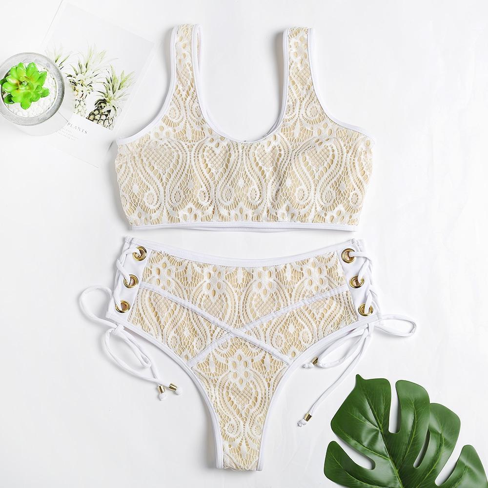 Lace Crochet Should Strap Bikini Set