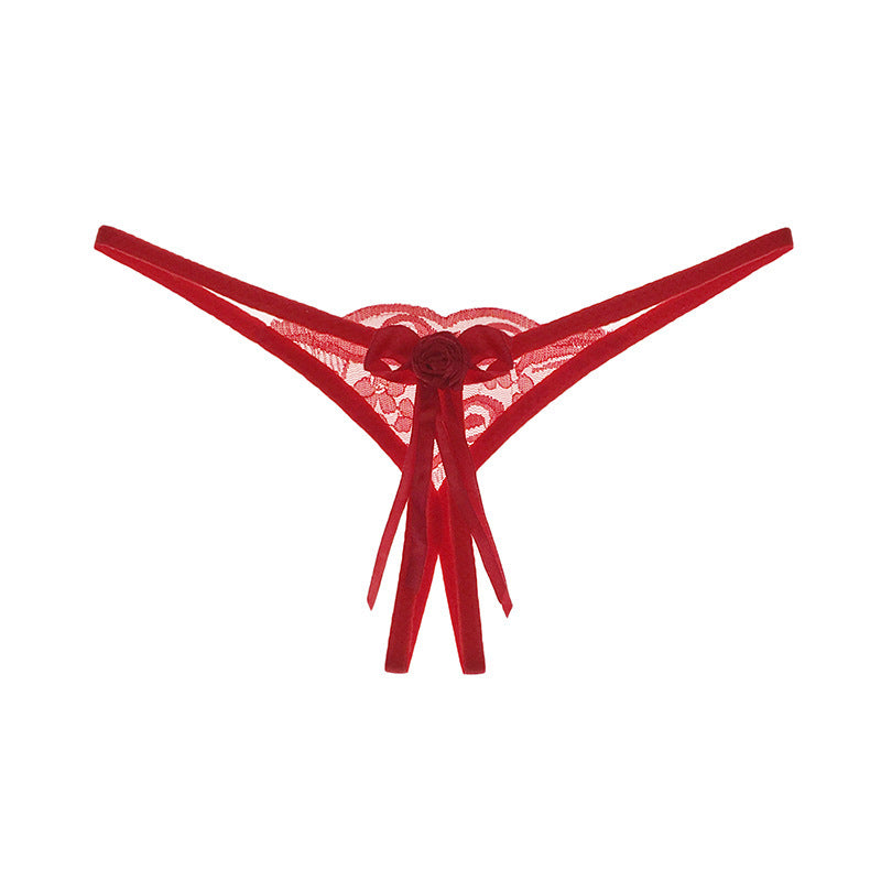 Lace Front Semi See Through Thong-Red-Theone Apparel