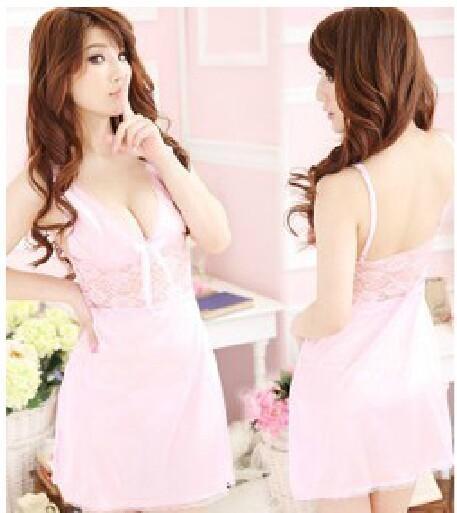 Lace Illusions Babydoll Lingerie Nightie-Pink-Theone Apparel