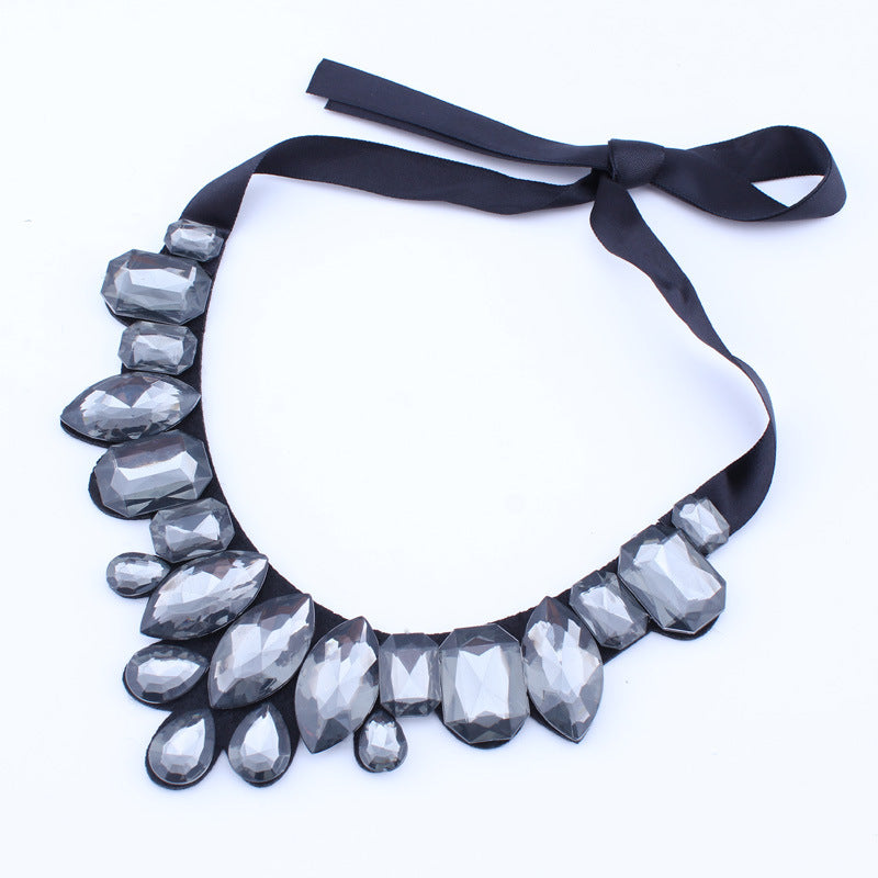 Layered Jewel Statement Necklace-Black-Theone Apparel
