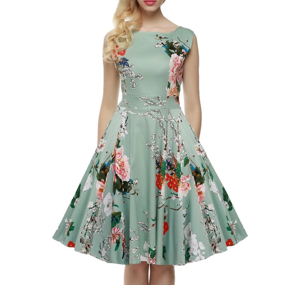 Vestido estampado floral verde menta