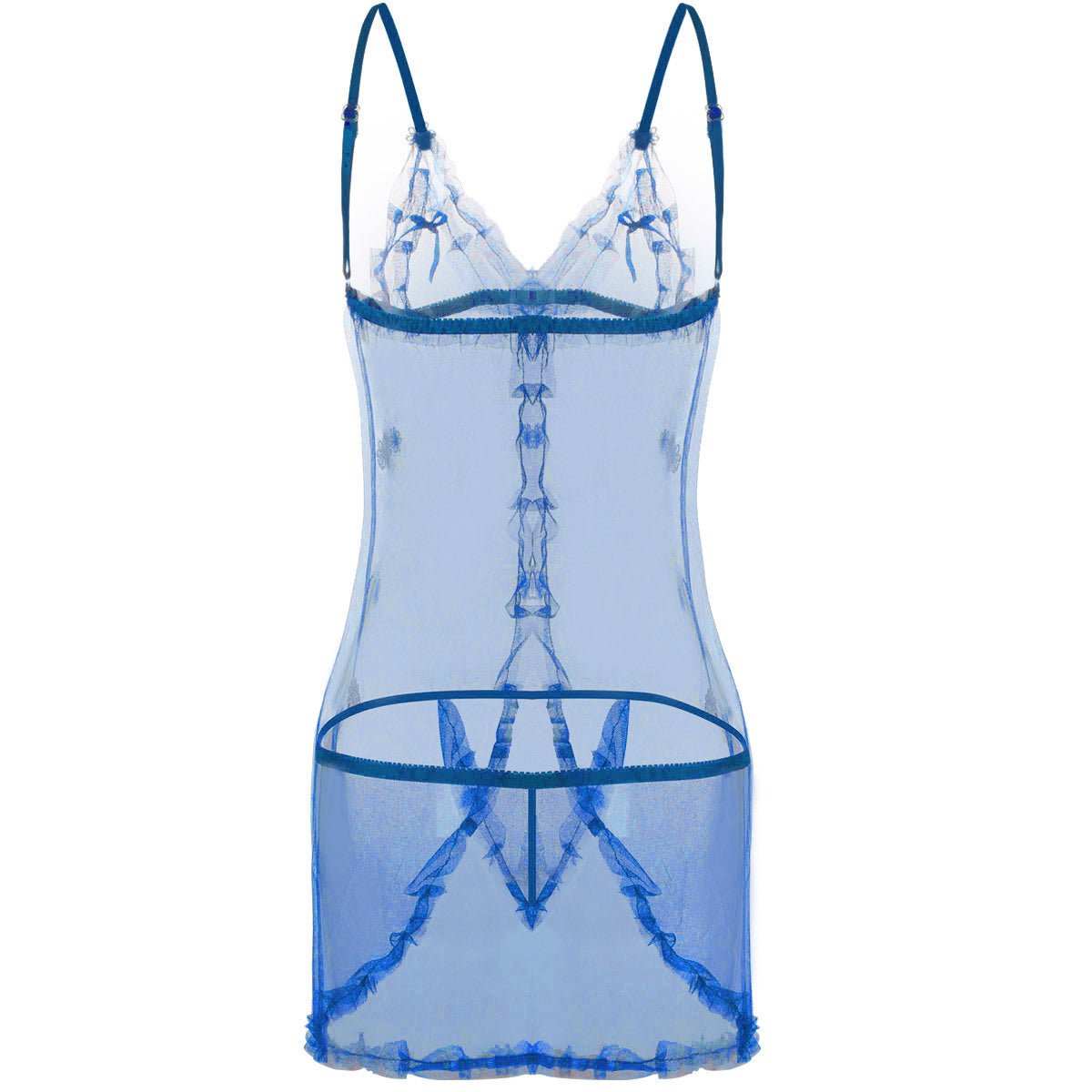 Lined with Lace See Through Babydoll-Blue-Theone Apparel
